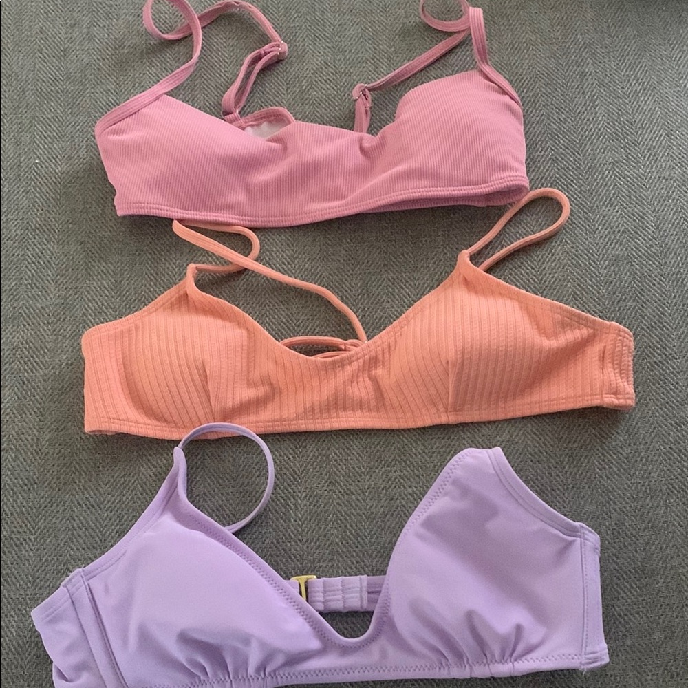 Bikini top Trio in Pink, Peach, and Lavender